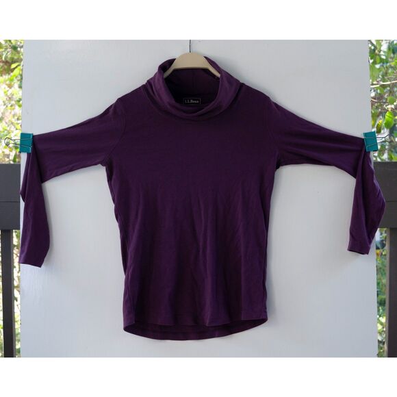 LL Bean Long Sleeve Turtleneck Women’s Purple 100% Cotton Size XS - Picture 1 of 8